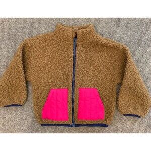 Old Navy Jacket Kids 2T Toddler Sherpa Boucle Pockets Cozy Warm Fleece Zip-Up